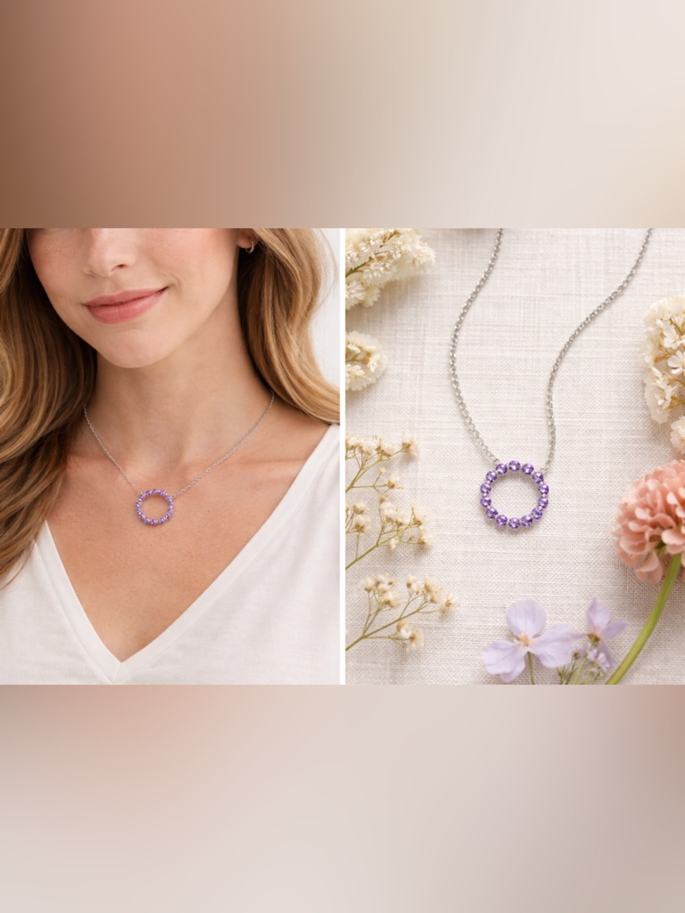 NEW Bomb Party Purple Crystal Circle Necklace 💜